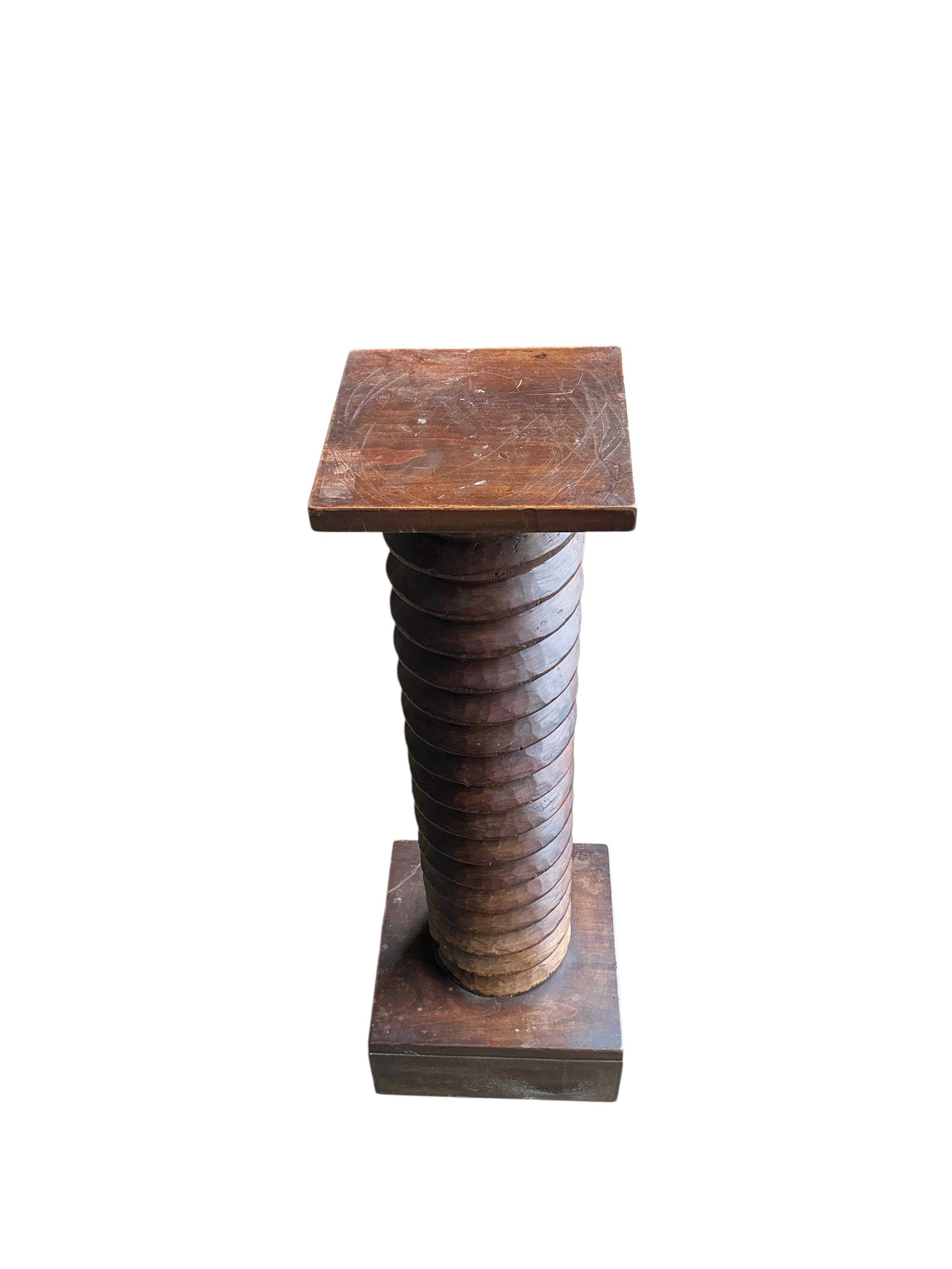 A 19th century and later French apple press screw thread torchere, height 86cm